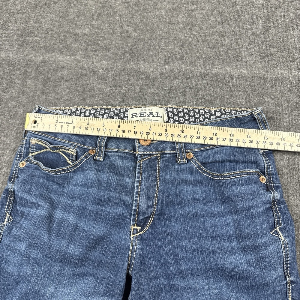 Ariat Real Denim Jeans Womens 30R Blue Embroidered Western Stitch Rodeo Stretch - Picture 4 of 8